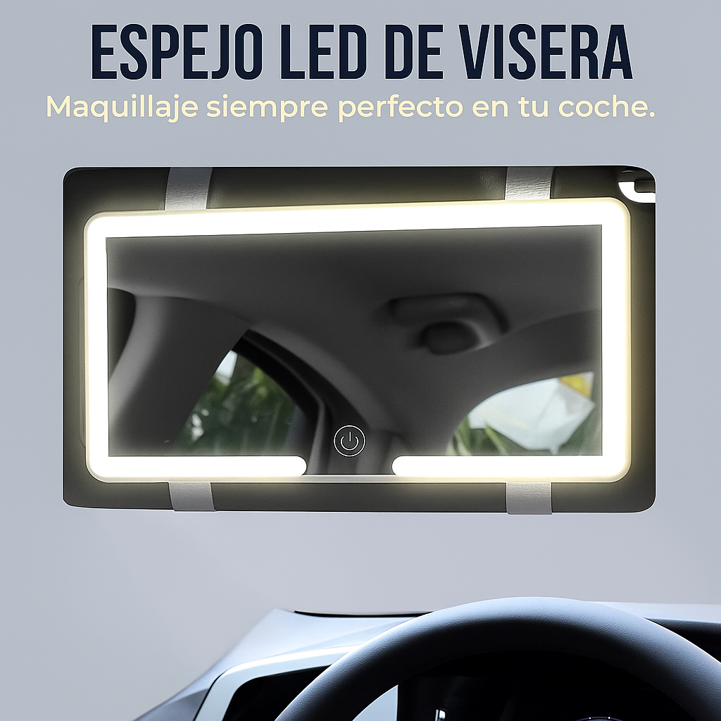 Espejo para el retrovisor interior con luz LED recargable.