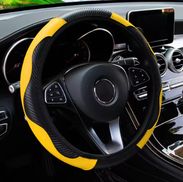 Funda para Volante de Coche en Cuero con Fibra de Carbono – Sin Aro Interior (37-38 cm)