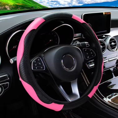 Funda para Volante de Coche en Cuero con Fibra de Carbono – Sin Aro Interior (37-38 cm)