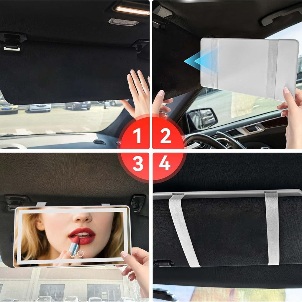 Espejo para el retrovisor interior con luz LED recargable.